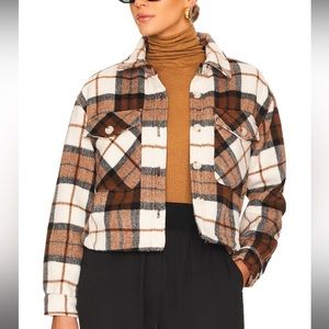 BLANK NYC Cropped Brown Plaid Shacket size Small